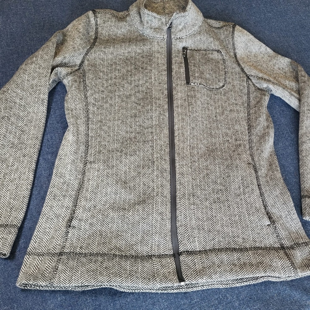 Marc New York Performance Womens Med Fleece Jacket Herringbone Black White